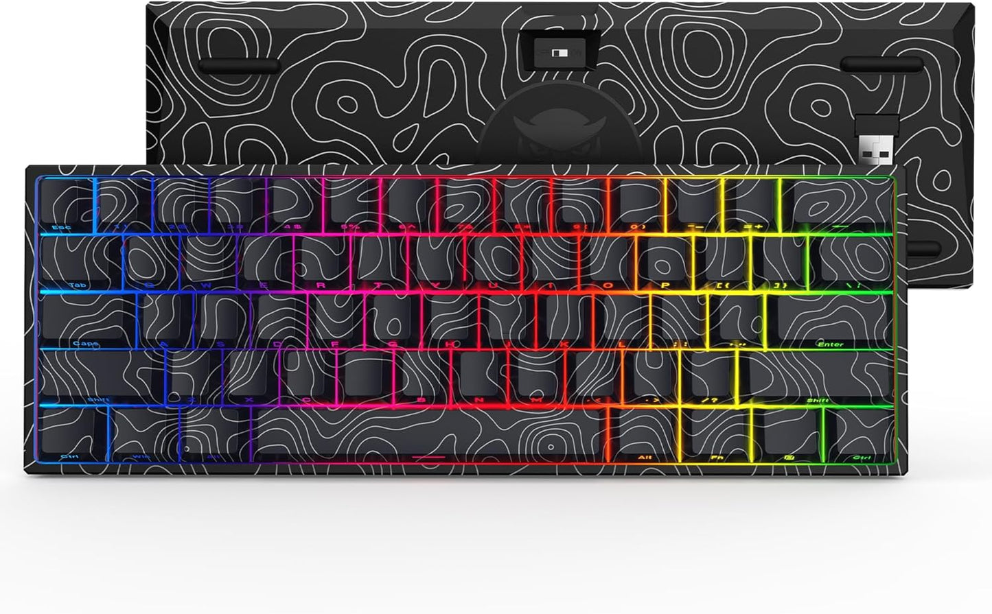 XVX 60% Gaming Keyboard, RGB 3-Modes Wireless Mechanical Keyboard, Mini 60 Percent Gamer Keyboard with Hot-Swappable Pre-lubed Linear Switch for Windows & Mac (Great Wave Off Kanagawa), M61 Pro