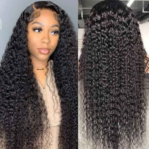 Brazilian Virgin 24 Inch 5x5 HD Lace Closure Deep Wave Wig - Human Hair, Glueless, Pre-Plucked, Deep Curly, 180% Density