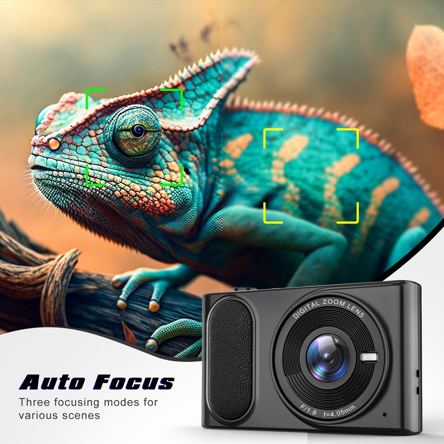 4K UHD Digital Camera, 64MP Autofocus Vlogging Camera 16X Zoom, Compact Digital Point and Shoot Camera with Anti-Shake, Small Travel Camera for Adult Beginners Teens, 32GB Card, 2 Batteries(Black)