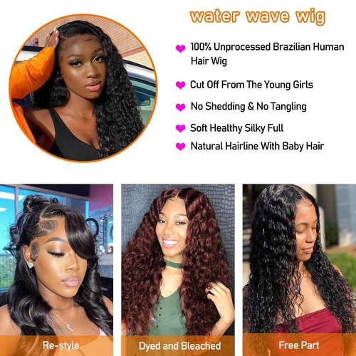 Edwad Deep Wave Lace Front Wigs Human Hair 28 inch 180 Density 13X4 HD Deep Curly Lace Front Human Hair Wig Lace Frontal Wigs for Women