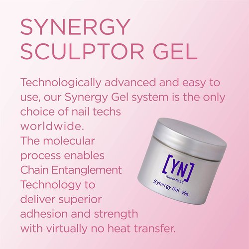 Young Nails Synergy Gel System, Building Gel - Hard Builder Gel, Superior Adhesion & Strength, Structured Nail Gel Builder - Sculptor Gel, Clear, 60g