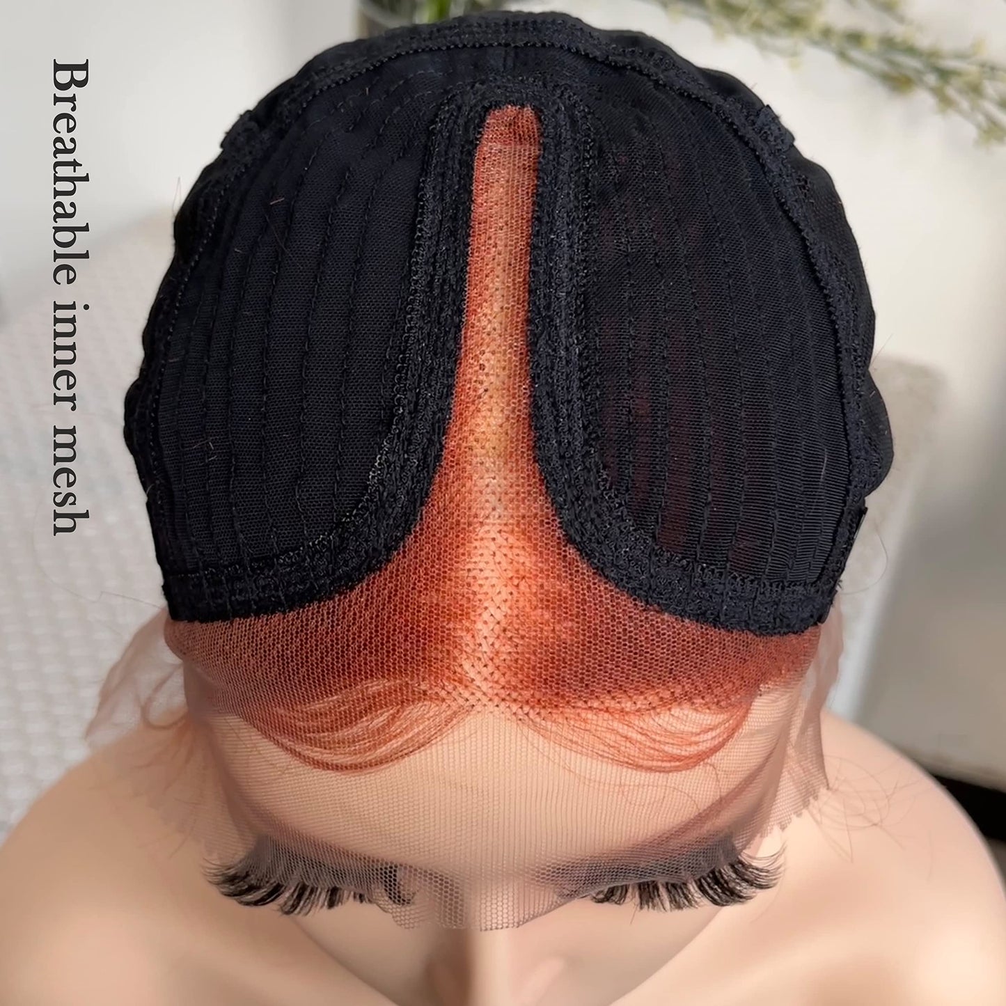 Ginger Human Hair Wig 100% Human Hair Ginger Lace Front Wig Burnt Orange Lace Bob Wig Middle Part 180% Density16 Inch 13x4x1 Lace Wig with Baby Hair