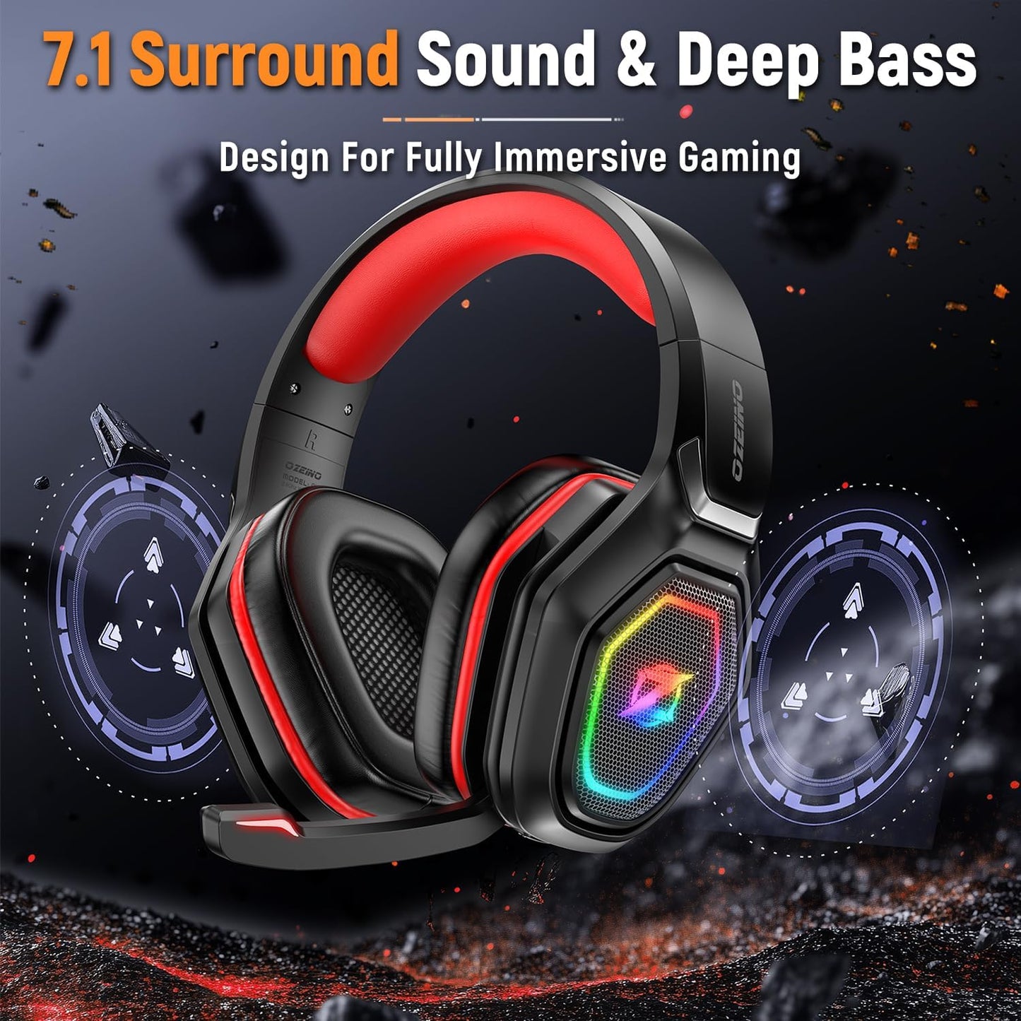 2.4GHz Wireless Gaming Headset for PC, Ps5, Ps4 - Lossless Audio USB & Type-C Ultra Stable Gaming Headphones with Flip Microphone, 40-Hr Battery Gamer Headset for Switch, Laptop, Mobile, Mac