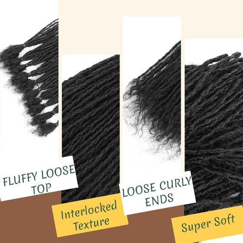 8-12 Inch Sister locs Human Hair Handmade Interlock Locs Curly Tips Sister Locs Real Human Hair Microlocs Extensions Permanent Dreadlock Extensions Natural Soft Looking (0.1cm,10 Inch-60 Strands)