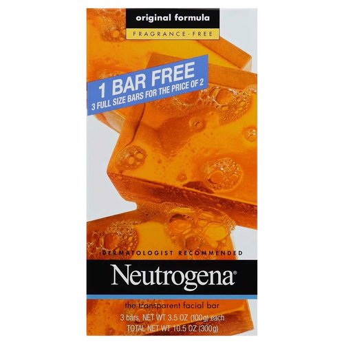 Neutrogena Transparent Facial Bar Unscented Pack, (Pack of 6)
