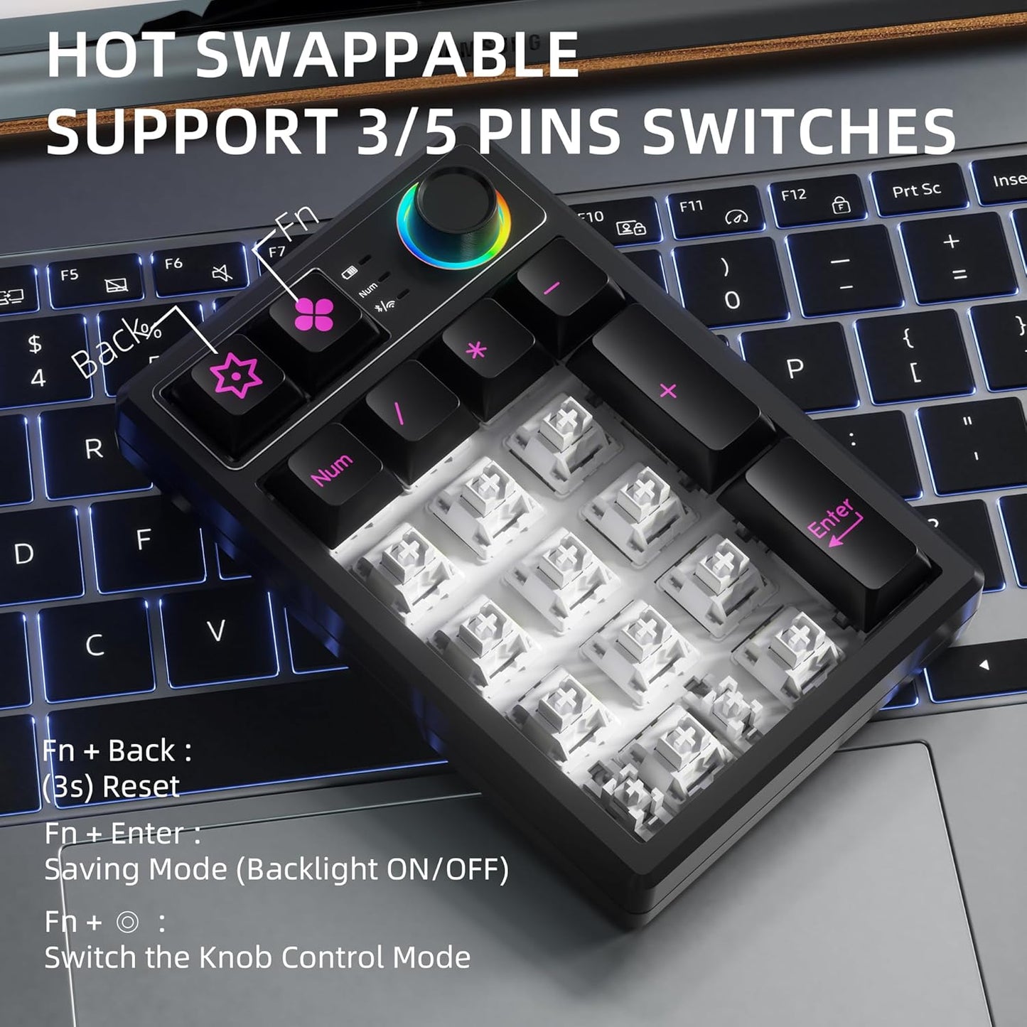 75% Wireless Gaming Keyboard RGB Triple Mode Hot Swappable Mechanical Keyboards PBT Keys Gasket Creamy Custom Keybad Quiet White Switch for Win/MAC