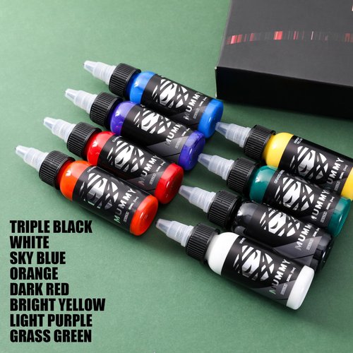 Mummy Primary Tattoo Ink Set 1 oz (30ml) 8 Colors Tattoo Pigment Kit Ink for Tattoo Supply