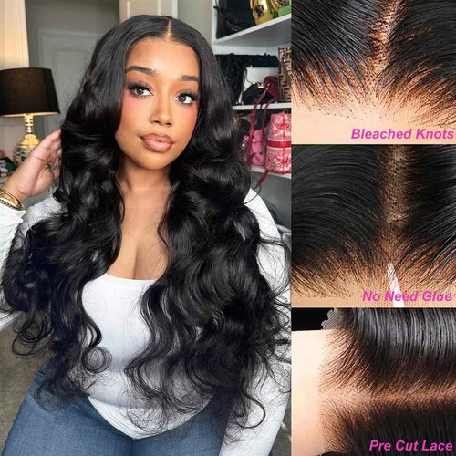UWLK 4x4 Glueless HD Lace Closure Wig Human Hair Body Wave Lace Closure Wigs Human Hair Pre Plucked Wear And Go Body Wave Wig Human Hair 26 Inch