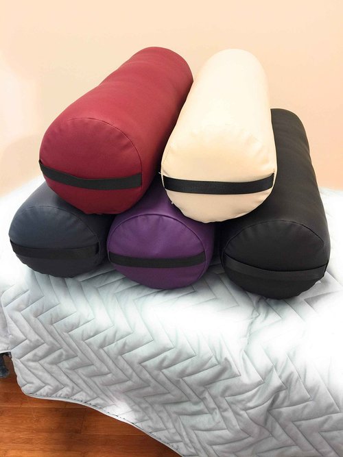 Fluffy Massage Bolster Pillow by NRG - 8"W x 26"L Full Round Massage/Spa Table Bolster with Carrying Strap - Supports Neck, Knees or Ankles - PVC Free Vinyl Upholstery - CFC Free Foam - Color: Agate