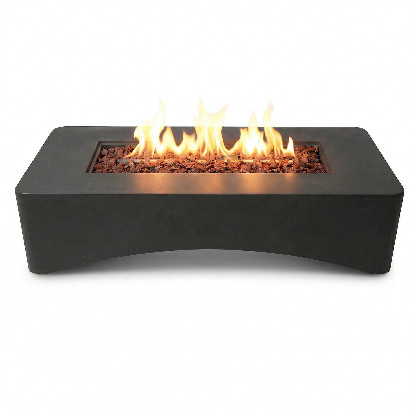 56" Propane Fire Pit Table - Rectangular Gas Fire Pit with Cover - Dark Grey