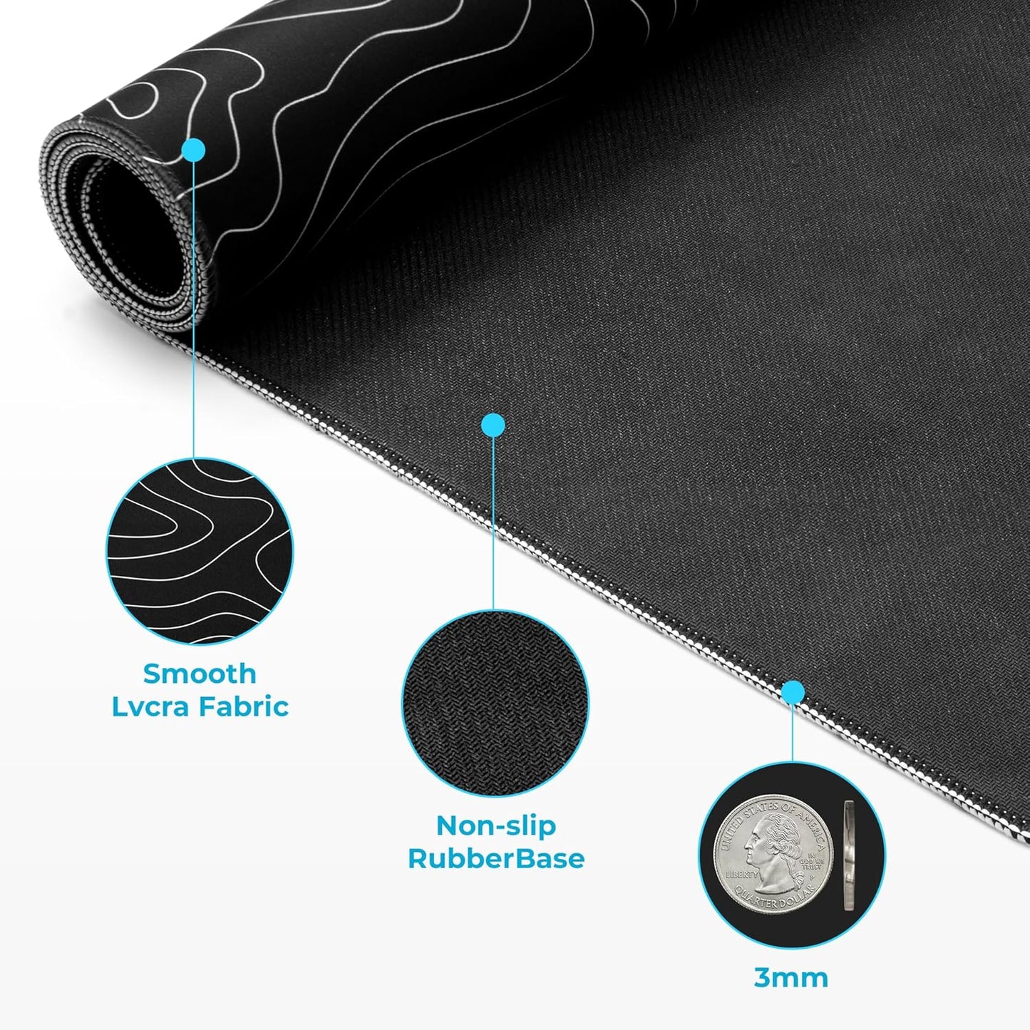 XVX Japanese Sea Wave Large Mouse Pad for Desk, Desk Mat with Seamed Edges, Waterproof Desk Pad, Gaming Mouse Pad Non-Slip Rubber Base, 31.5x11.8 Inch 3mm Thick Keyboard Pad Computer Mat, Kanagawa