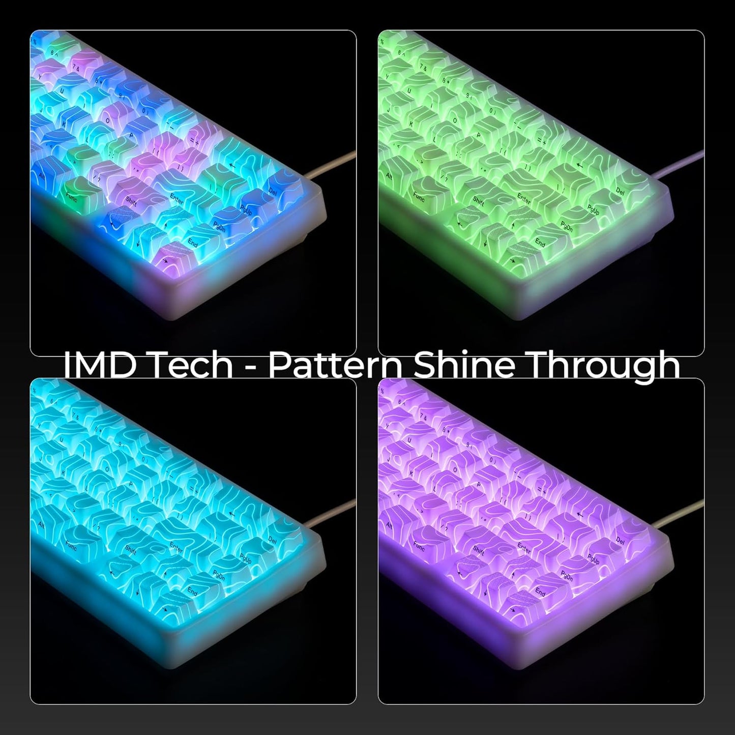 XVX M67 Wireless 60% Percent Keyboard, QMK/VIA Topographic Gaming Keyboard, Tri-Mode Thocky Creamy Mechanical Key Board, Hot Swappable Gasket Mount RGB IMD Tech for Win/Mac, Miami Theme, White