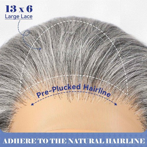 HAIRCUBE 13x6 HD Synthetic Lace Front Wig, 24 Inch Gray Long Curly Layered Wigs, Natural Density Hairline Glueless Wigs for Women Daily Use