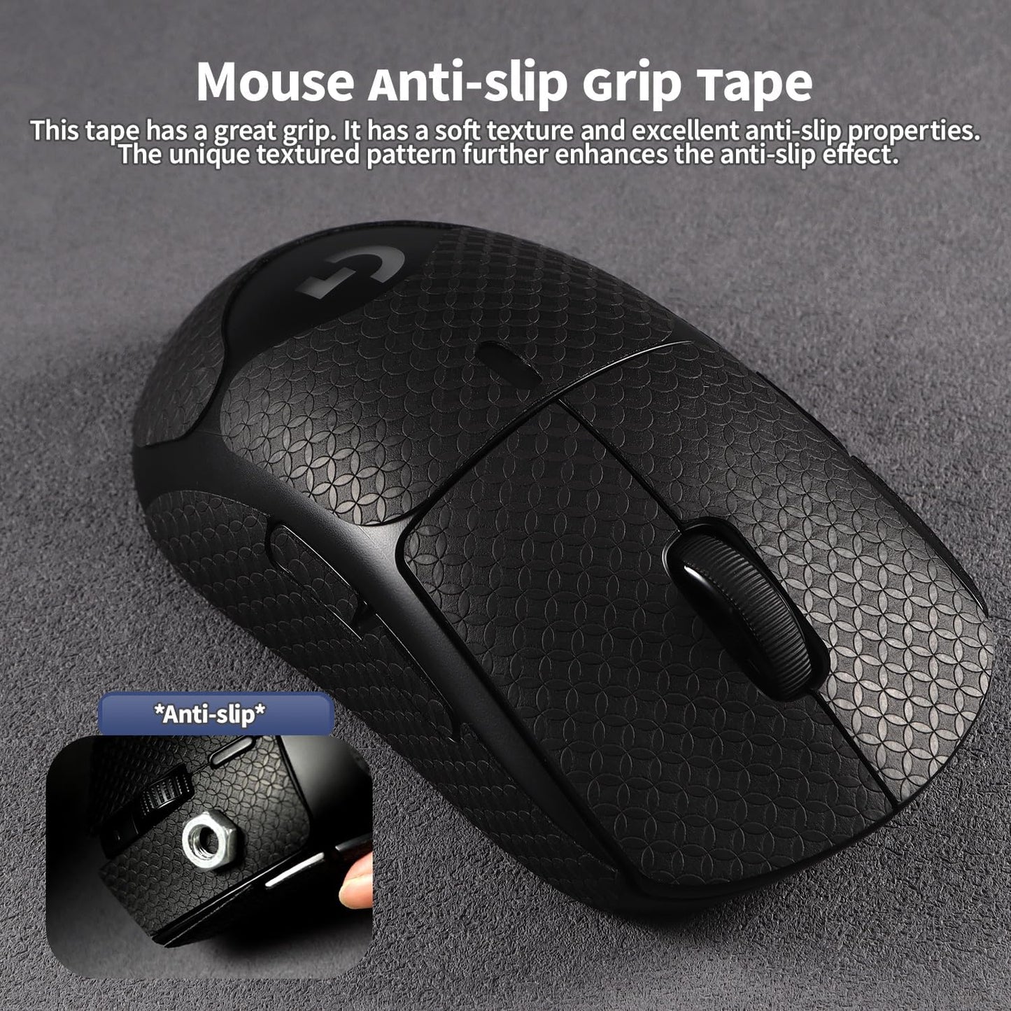 Anti-Slip Mouse Grip Tape for Logitech G Pro Wireless Mouse Skin Sweat-Resistant G Pro Mice Sticker Decal(White)