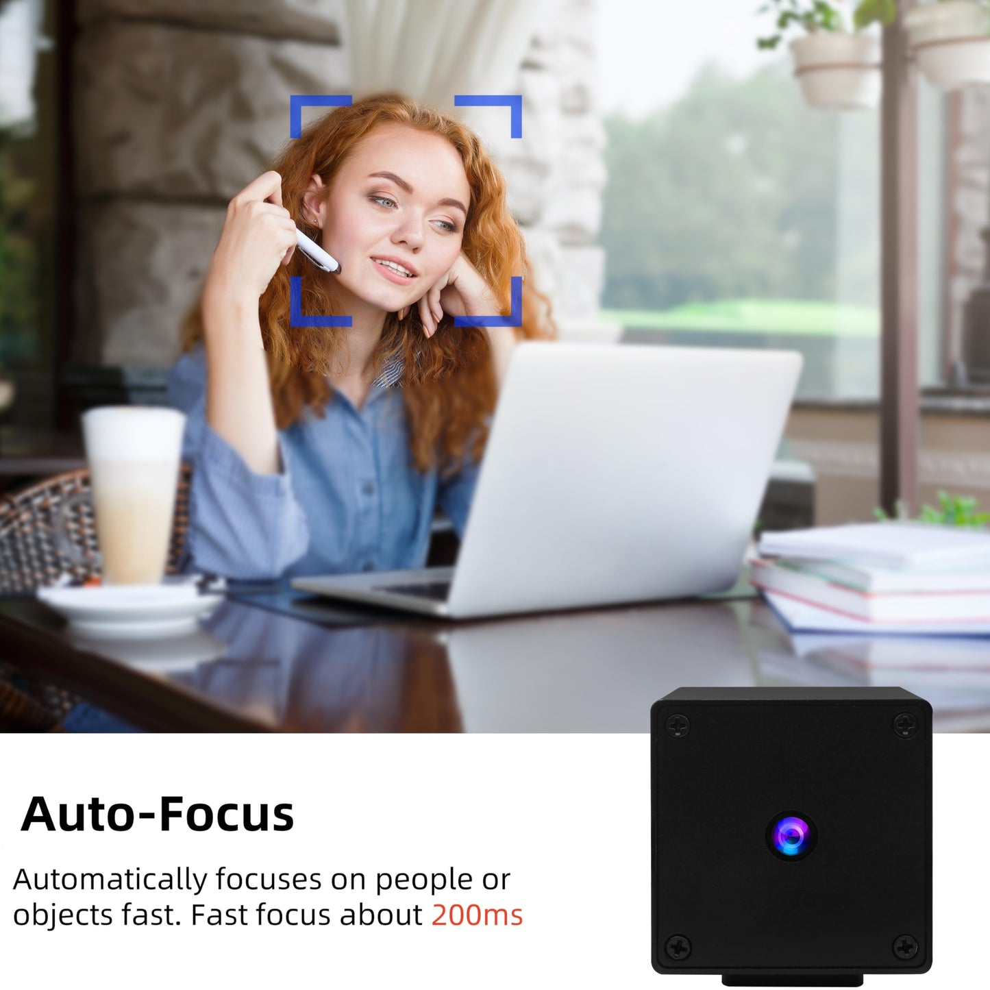 48MP Autofocus USB Camera - 4K UVC Mini Webcam with Metal Case, 8000x6000P 70 Degree No Distortion Lens PC Camera for Linux/Raspberry Pi, Plug & Play for Industrial/Lightburn/Video Conference