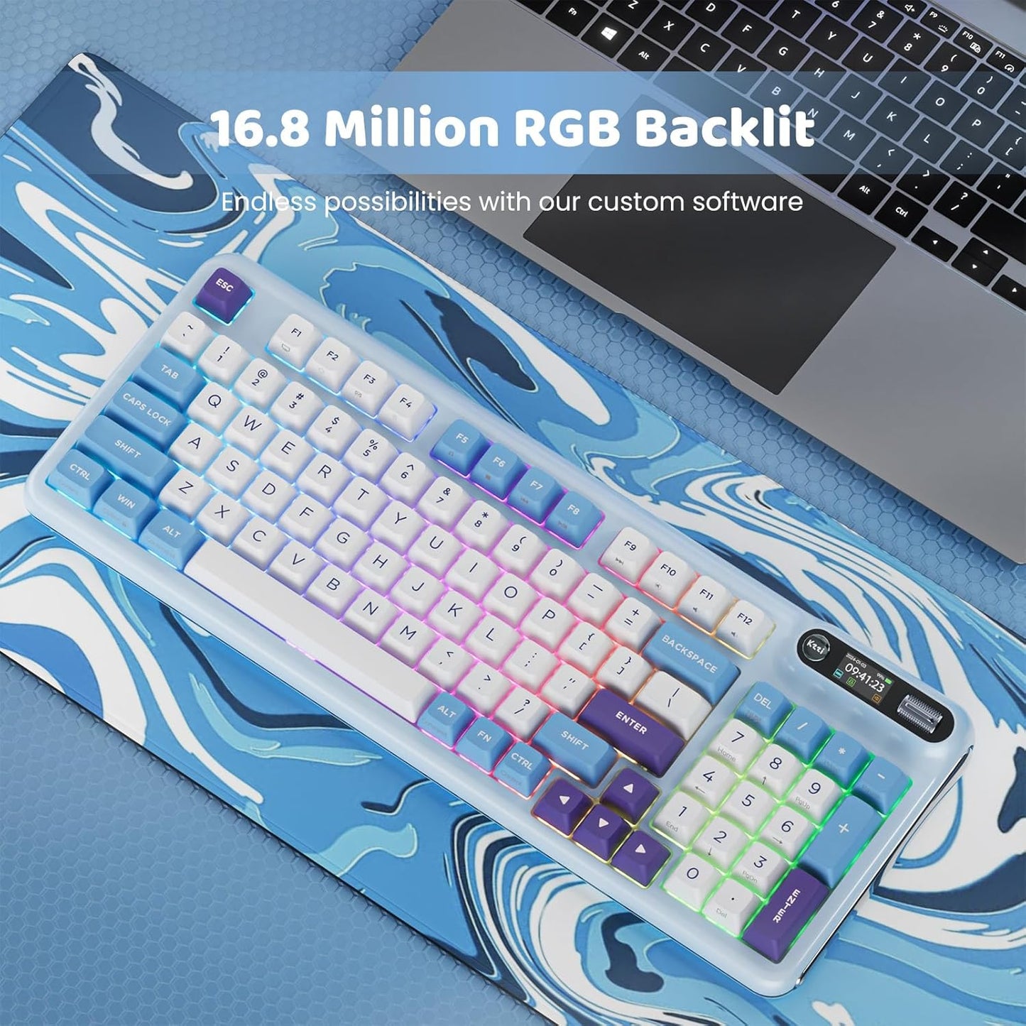 Z98 Creamy Keyboard, Wireless Mechanical Keyboard with Smart Display & Knob, Tri-Mode Connection