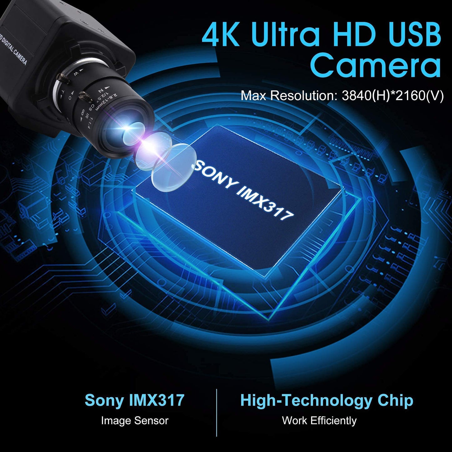 ALPCAM USB Camera 4K Ultra HD Mini Webcam with 2.8-12mm Optical Zoom Lens Camera High Speed USB2.0 30FPS Web Camera for Mac,Window,Linux,Android