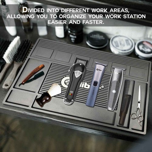 Caliber Pro Magnetic Mat - 6 Magnetic Spaces for Clippers - Non-Slip Heat Resistant Surface - Keeps Barber and Beauty Tools Organized