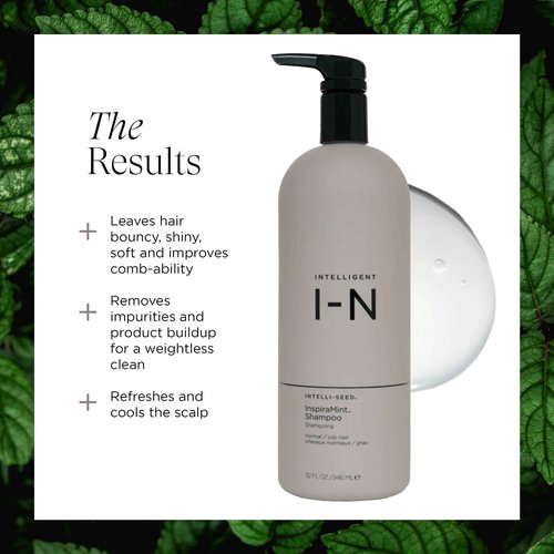 Intelligent Nutrients InspiraMint Shampoo, Invigorating Organic Mint Daily Shampoo for Fine and Oily Hair, Balancing, Refreshing, Color-Safe, Vegan, 32 Fl Oz