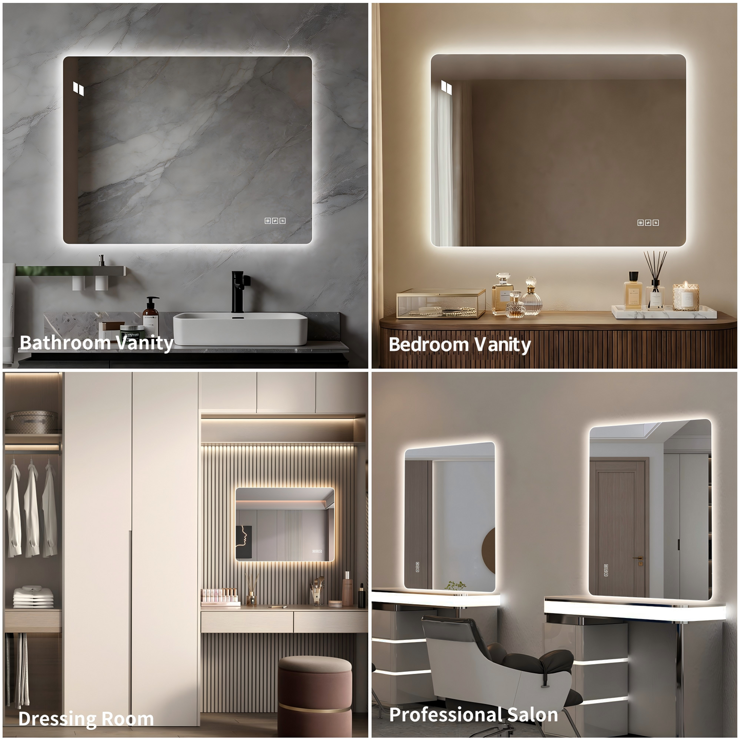 24x32 Inch LED Bathroom Mirror with Anti-Fog & Dimmable Lighting