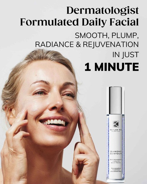 KAPLAN MD Diamond Contour Supercharged 1 Minute Daily Facial - Anti-Aging Serum for Face with Exfoliating Crushed Diamonds & Fruit Enzymes - Radiant & Smooth Skin for Women of All Ages - 3.0 fl oz