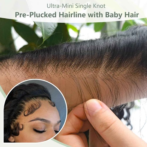 2x6 HD Lace Closure Loose Deep Wave Human Hair 16 Inch - 0.10mm Ultra-thin Invisible Burmese Curly 2 by 6 Closure, 100% Pre Plucked Brazilian Raw Virgin Hair Skinlike HD Lace Closure Wet and Wavy