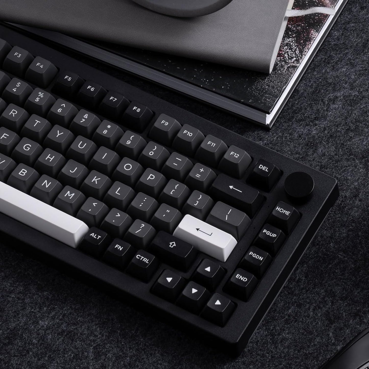Akko 5075B Plus Mechanical Keyboard 75% Percent RGB Hot-swappable Creamy Keyboard with Knob, Black & Silver Theme with PBT Double Shot ASA Profile Keycaps V3 Creamy Yellow Pro Switch