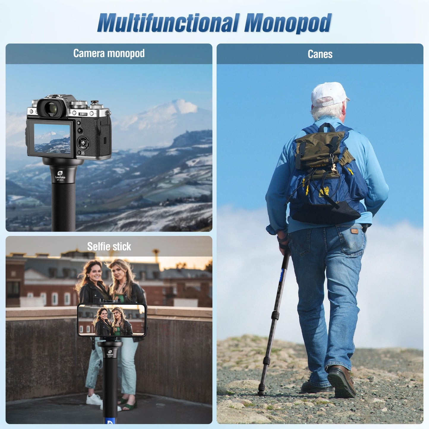 65" Lightweight Travel Carbon Fiber Monopod, 4 Section Professional Video Monopod with Wrist Strap for DSLR Mirrorless Camera, Max Load 18kg/39.68lb
