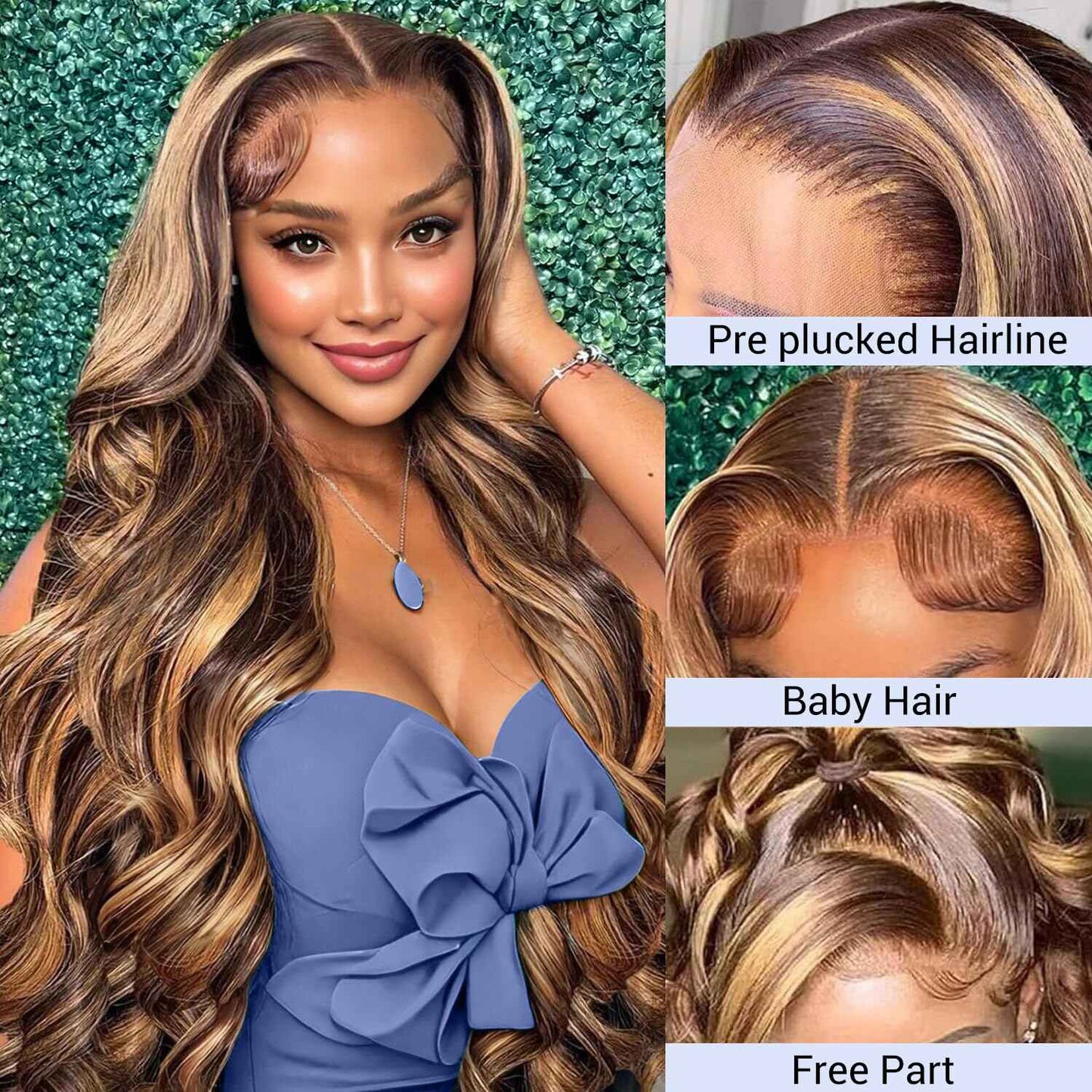 30Inch Honey Blonde Ombre Lace Front Wig Human Hair 13x6 Body Wave HD Lace Frontal Wigs 427 Wigs Human Hair for Women Highlight Wig Pre Plucked With Baby Hair 220% Density
