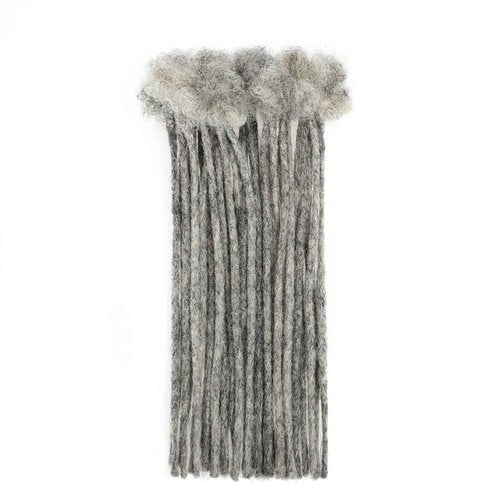 Salt and Pepper Loc Extensions Human Hair Grey and Black Locs 0.2cm 8inch 30 strands Gray & Black Handmade Dreadlock Extensions