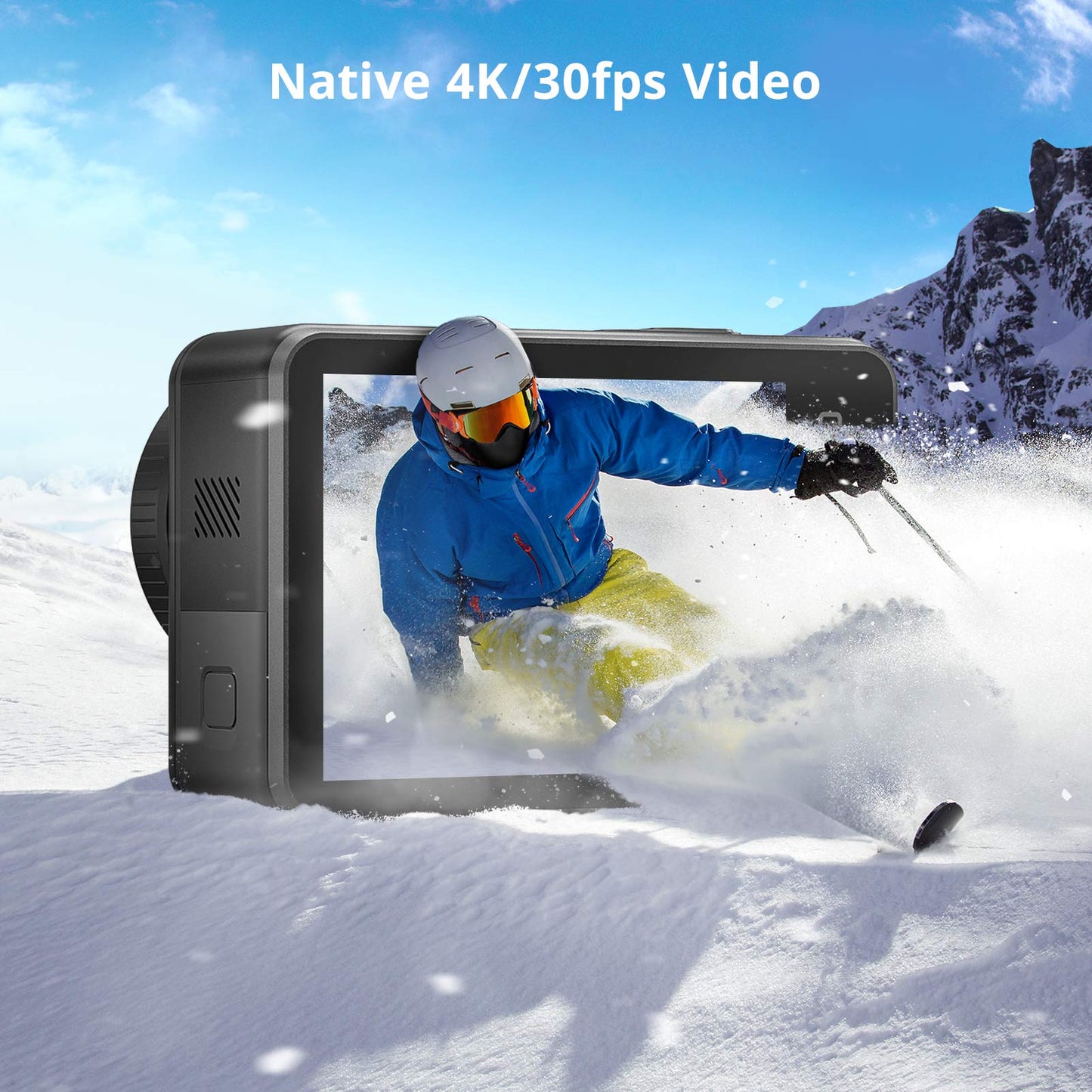AKASO Brave 7 Action Camera 4K30FPS 20MP with 128GB U3 MicroSDXC Memory Card, Waterproof Camera with Touch Screen IPX8 33FT EIS 2.0 Zoom Support External Mic Voice Control with 2X 1350mAh Batteries