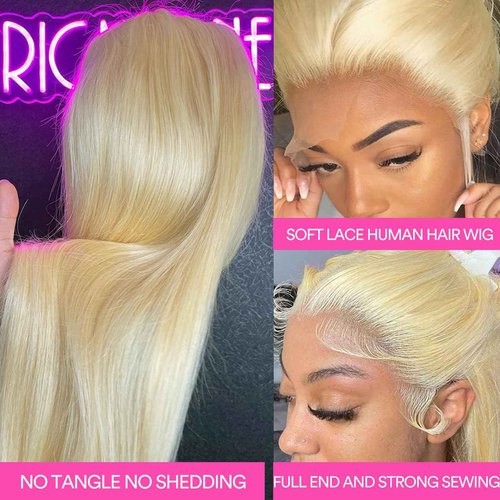 Blonde Lace Front Wigs Human Hair, 28inch 13x4 Blonde Wig Human Hair, 613 Lace Front Wig Human Hair, 100% Human Hair Wig, 180% Density Premium 613 HD Lace Frontal Wig Pre Plucked with Baby Hair