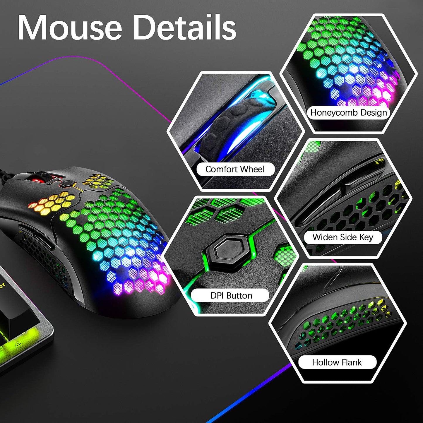 ZIYOU LANG Wired Gaming Keyboard and Mouse,3 in 1 Gaming Set,Green LED Backlit Mechanical Keyboard,12K DPI Superlight Gaming Mouse,Large Mouse Pad for PC Gamer