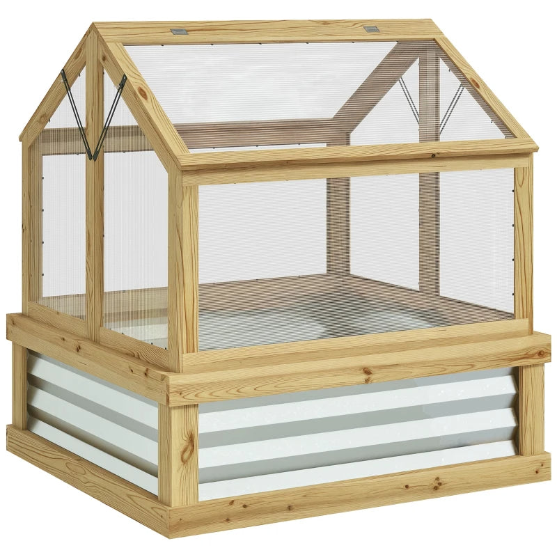 Raised Garden Bed Kit with Greenhouse and Cold Frame - Wooden Planter