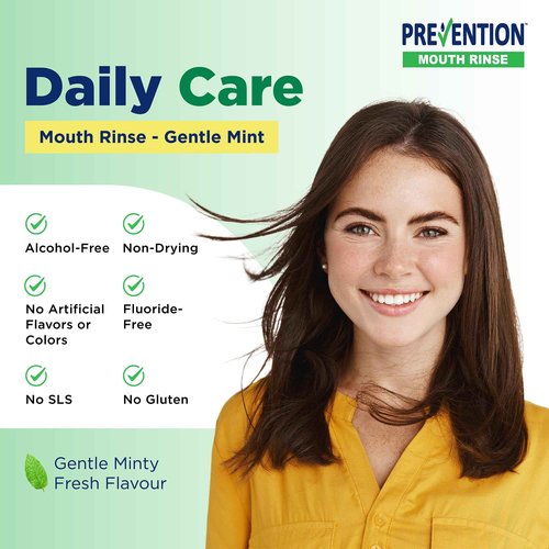 Prevention Daily Care Alcohol-Free Mouthwash, Hydrogen Peroxide Teeth Whitening with Soothing Fresh Mint for Bad Breath Treatment, Fluoride-Free Gum Care Oral Mouth Rince 16 oz 12 Pack