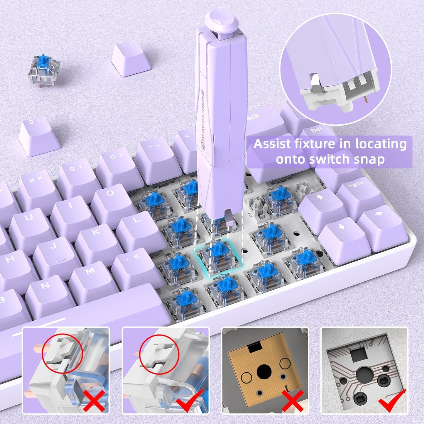 2-in-1 Keycap Switch Puller, 304 Stainless Steel Key Removal Tool for Hot Swappable Mechanical Keyboard and DIY Custom Gaming Keyboard - Blue