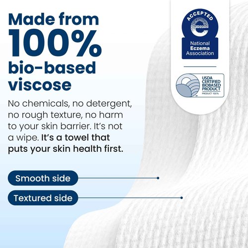 Clean Skin Club Clean Towels XL®, 100% USDA Biobased Face Towel, Disposable Face Towelette, Eczema Association Accepted, Makeup Remover Dry Wipes, Ultra Soft, 50 ct per pack, 4 Packs, 200 Ct Total