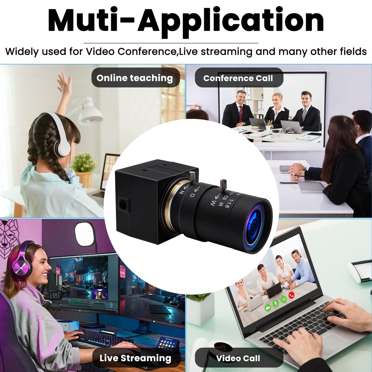 ALPCAM 4K USB Camera - 10X Optical Zoom, Ultra HD 2160P, IMX415 Sensor, Plug and Play for Windows, Linux, Mac, Raspberry Pi