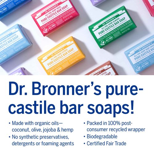 Dr. Bronner's - Pure-Castile Bar Soap - Citrus, Made w/Organic Oils, For Face, Body, & Hair, Gentle & Moisturizing, Smooth Lather, Biodegradable, Vegan, Cruelty-Free, Non-GMO (5oz, 12-Pack)