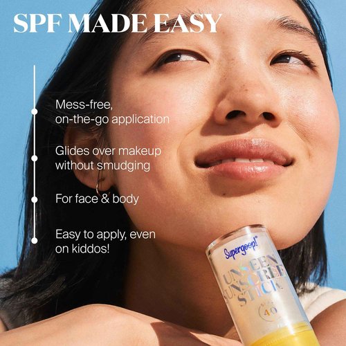 Supergoop! Unseen Sunscreen Stick - SPF 40 - Clear & Invisible + Broad Spectrum - Glides Over Makeup - Natural Finish - For All Skin Types - 0.7 fl oz, 2 Pack