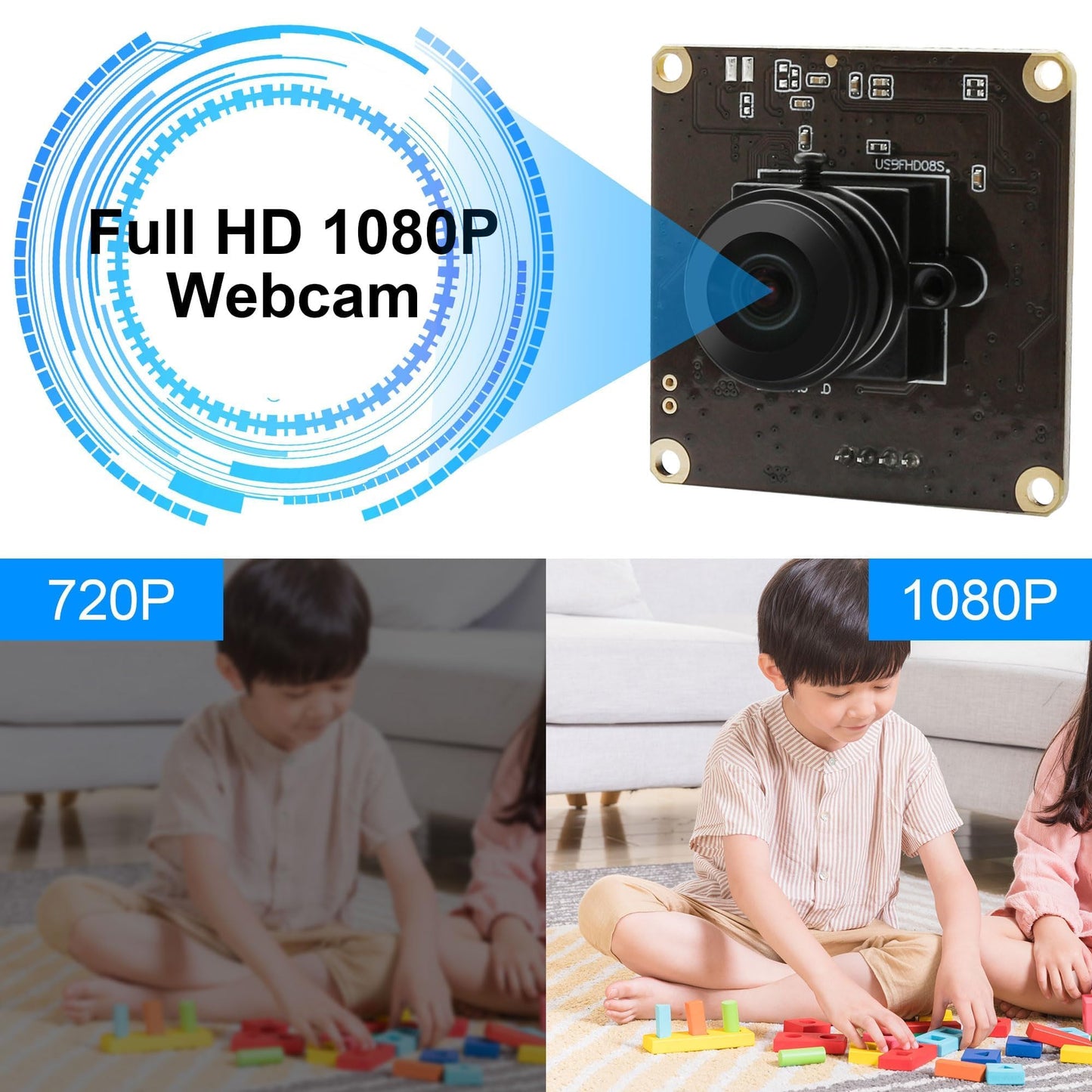 ALPCAM USB Camera Module High Speed 60fps 120fps 260fps Webcam with 180degree Fisheye Lens Full HD 1080P Computer Webcam Wide Angle Lightburn Camera for Windows/Linux/Raspberry Pi/Mac