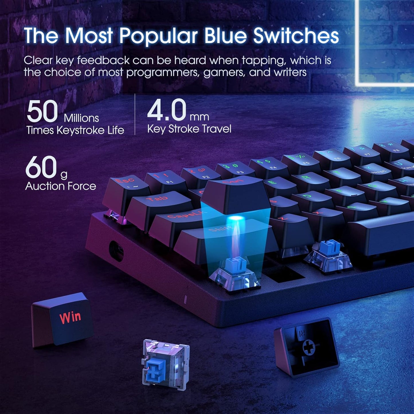 60 Percent Keyboard Black & White/Black, Blue and Red Switches,Double Choice,Lighting up Your Desktop …