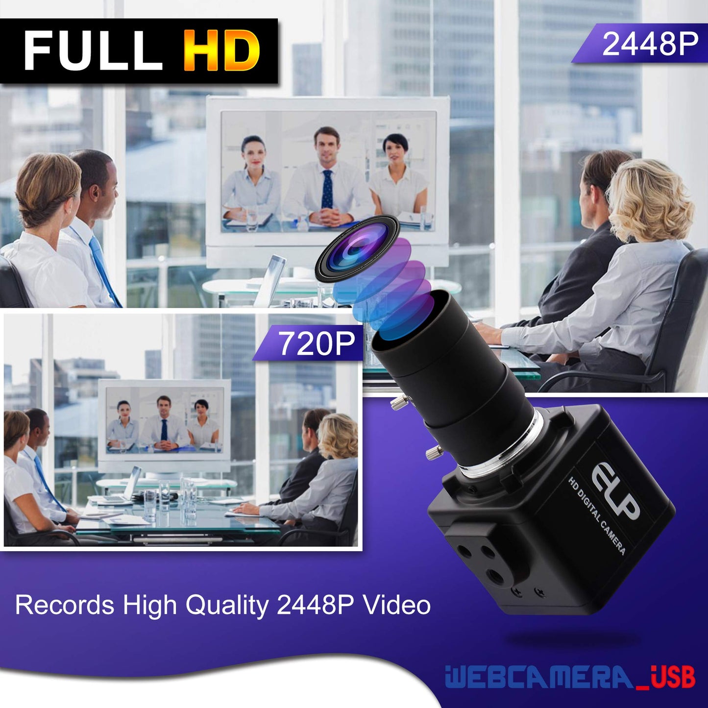 8MP USB Camera Manual Zoom 5-50mm Lens Webcam Variable Focus PC Camera Mini UVC USB2.0 USB with Camera for Computer IMX179 Close-up Camera Varifocal Web Camera Zoomable for Raspberry Pi Laptop