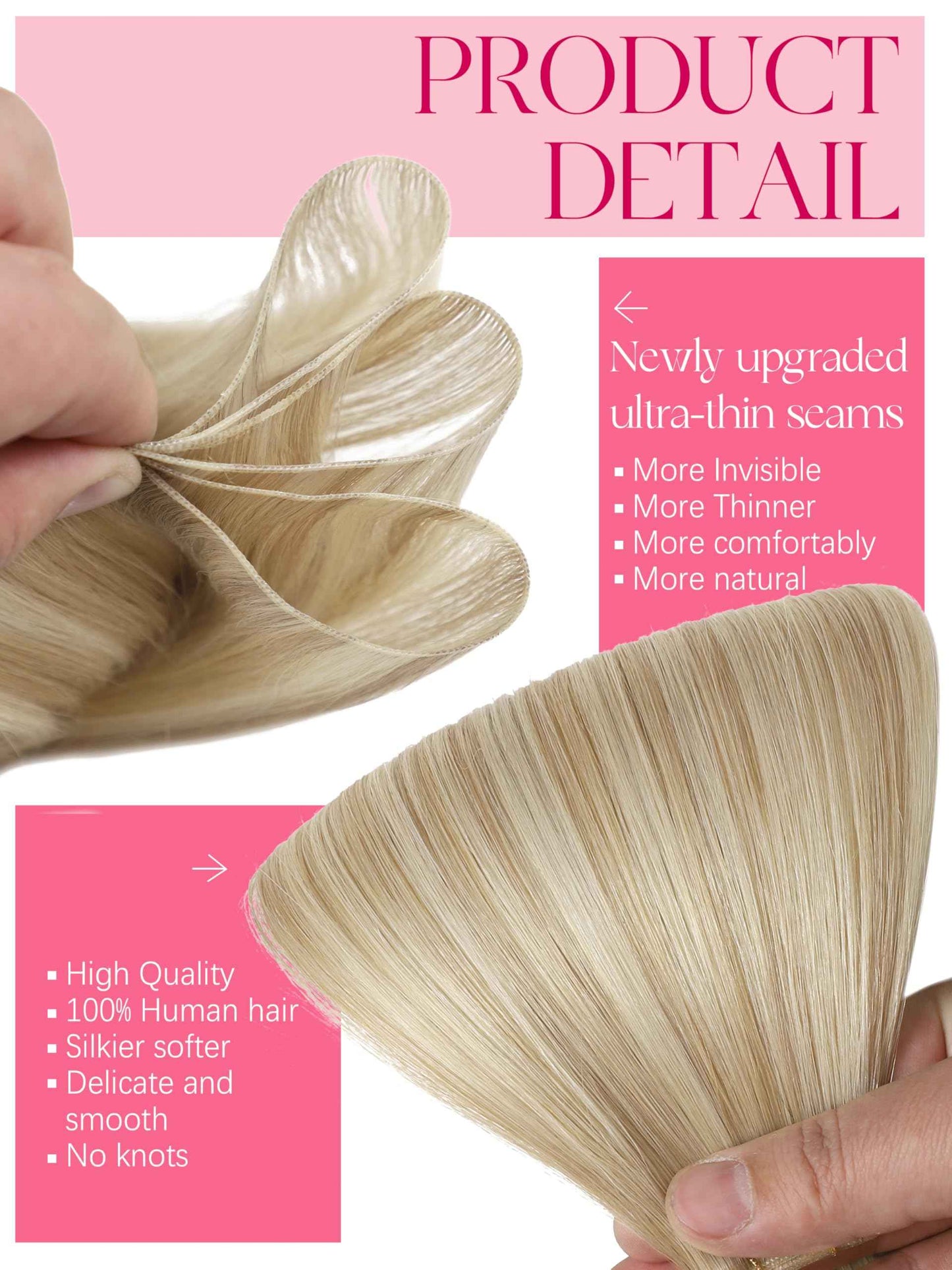 Lacer Sew in Genius Weft Real Human Hair Extensions One Piece Remy Human Hair Extensions Genius Weft Light Brown with Platinum Blonde Sew in Human Hair 18 Inch 50g for Women