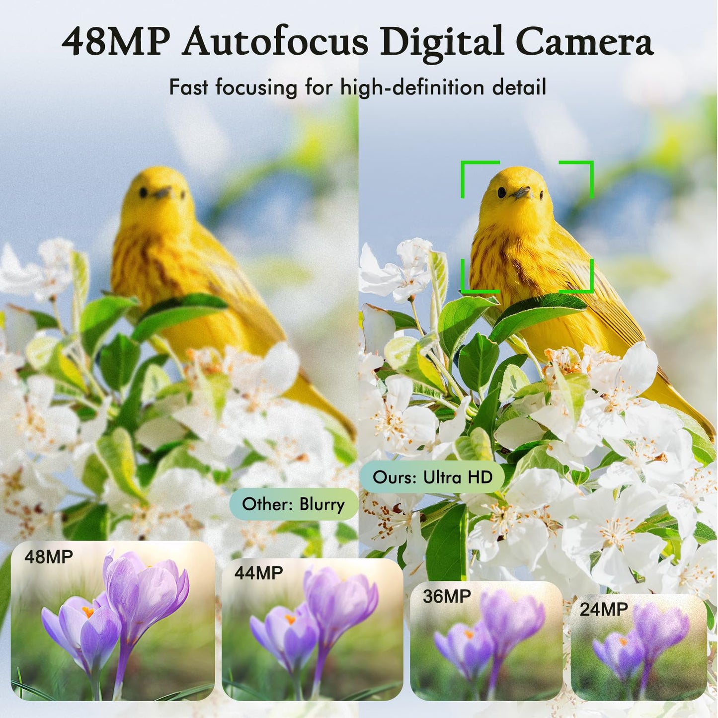 4K Digital Camera for Photography with Front and Rear Lens,48MP Autofocus Vlogging Camera with Flash,Anti-Shake & 16X Zoom for Teens,Adults