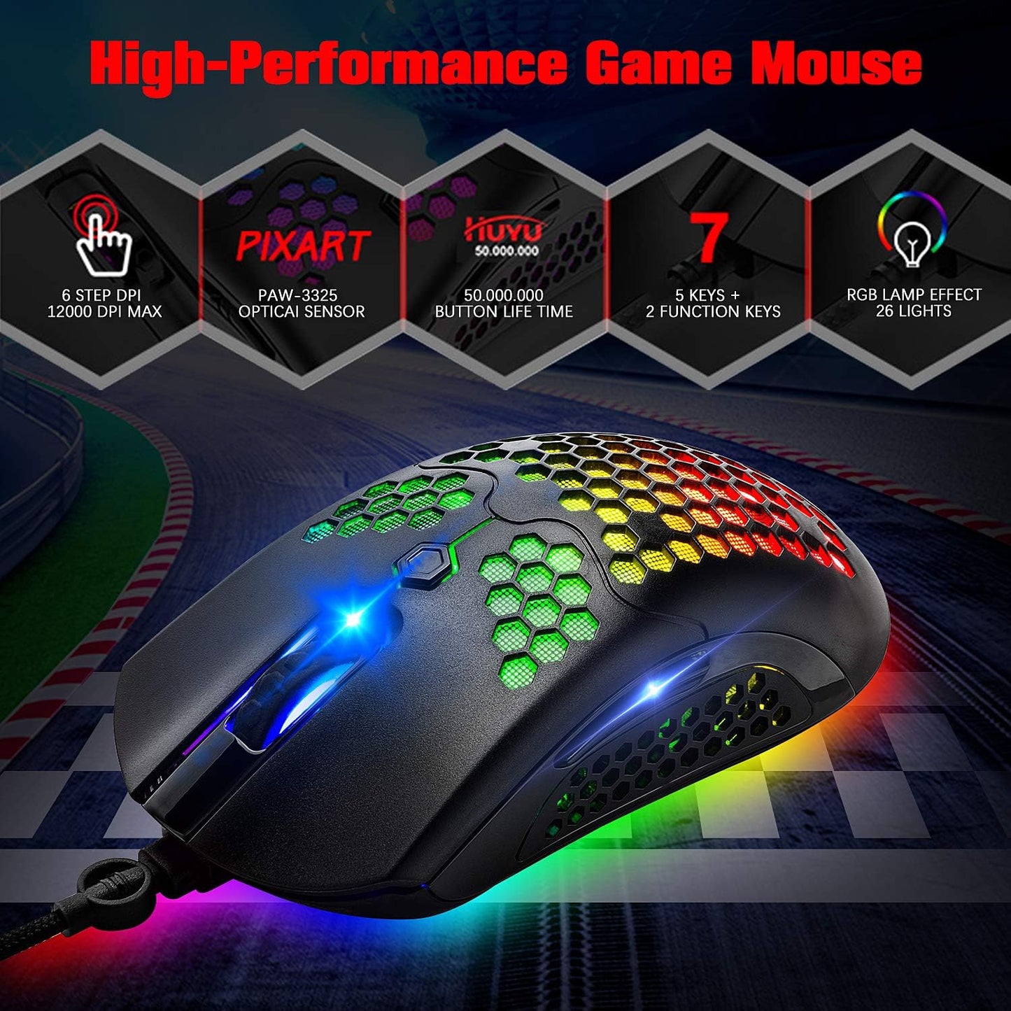ZIYOU LANG Wired Gaming Keyboard and Mouse,3 in 1 Gaming Set,Green LED Backlit Mechanical Keyboard,12K DPI Superlight Gaming Mouse,Large Mouse Pad for PC Gamer