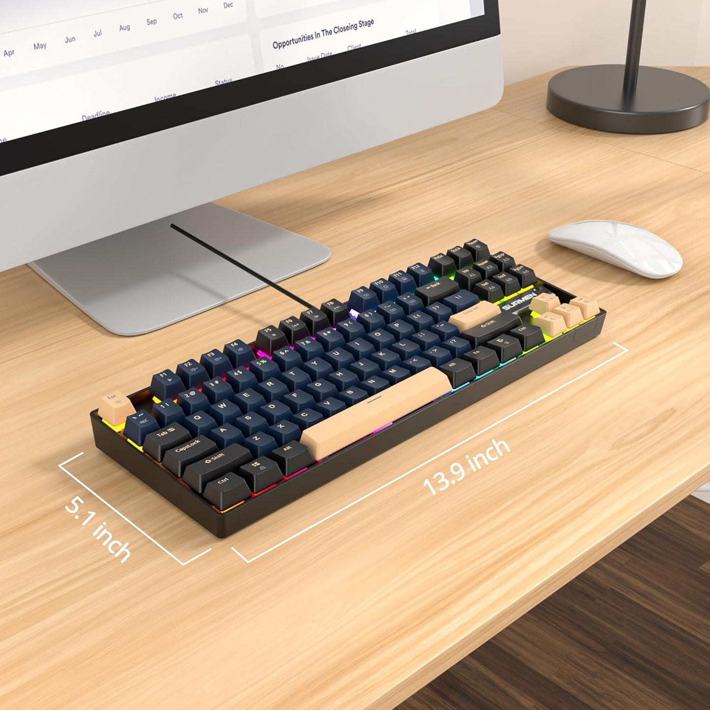 75% Mechanical Gaming Keyboard, 87 Keys Compact TKL Wired Linear Red Switches Detachable USB NKRO RGB Backlight Keyboard for Win/Mac/PS4/PS5/Xbox.(Blue Samurai)