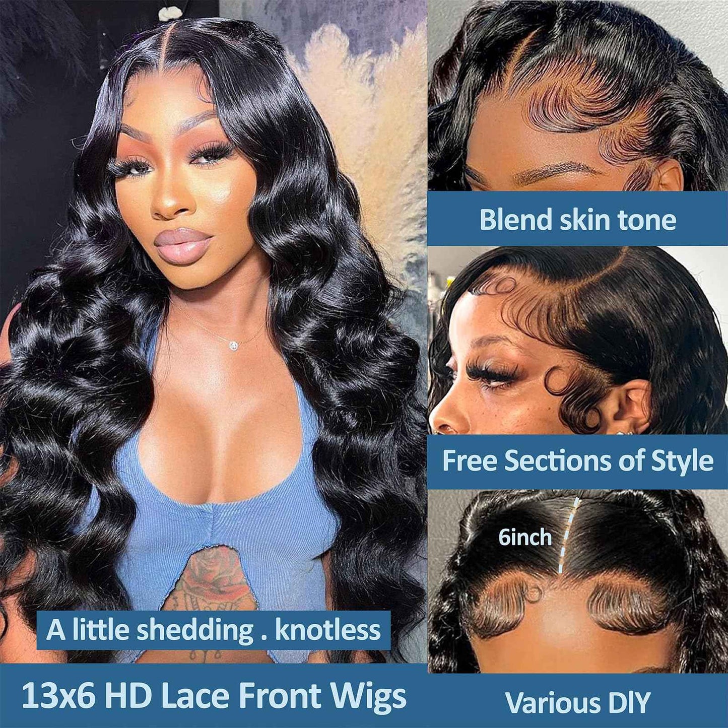250 Density 30 Inch Body Wave Lace Front Wigs Human Hair, 13x6 HD Transparent Lace Front Wigs Human Hair Glueless Frontal Body Wave Wig for Women, Pre Plucked, Tangle Free, Average Cap, 30 Inch