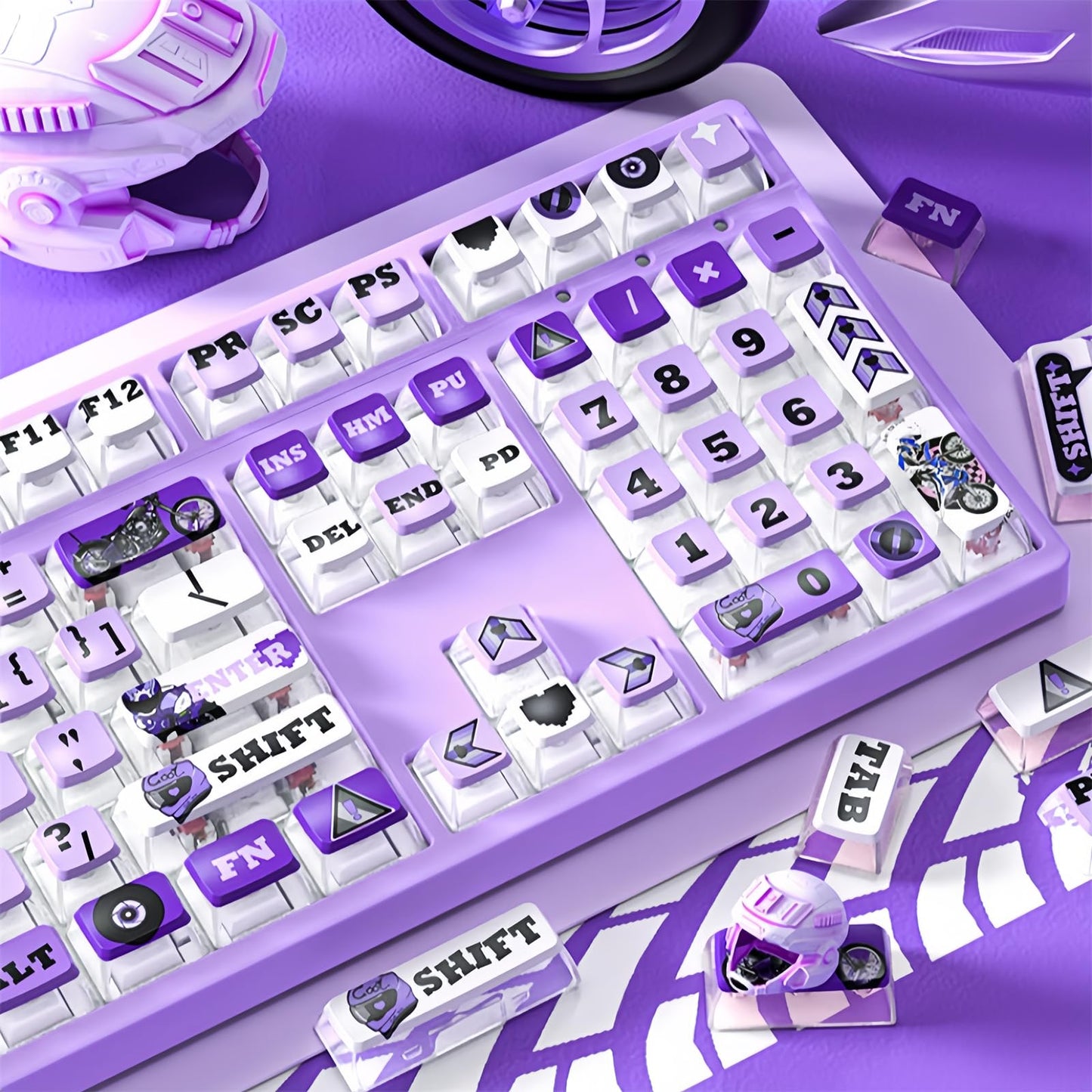 ZMX Pudding Keycaps Set,Double Shot PBT Dye-Sub Custom Keycaps ASA Profile 116 Keys Cute Themed Transparent Backlit Keycaps for ANSI 100% 60% TKL Cherry MX Switch Mechanical Gaming Keyboard (09)