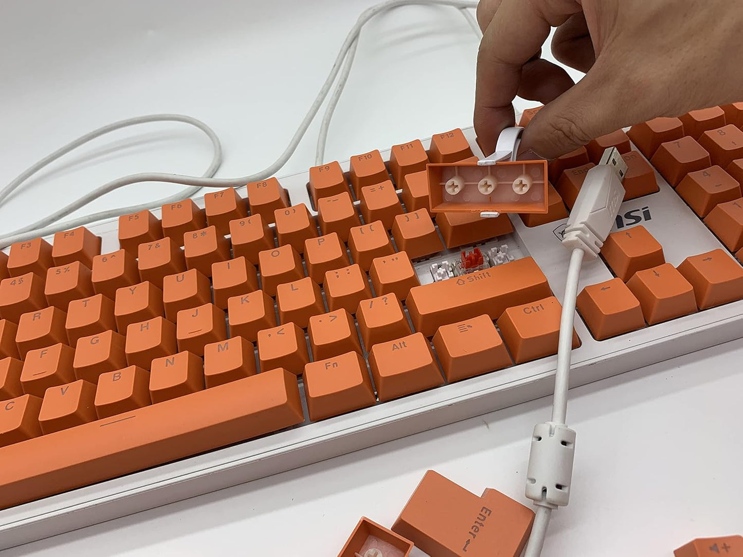 104 Keycaps for Mechanical Keyboard Compatible with MX Switches Doubleshot Support Led Lighting Keycaps OEM Profile for DIY Gaming Mechanical Keyboard 104 Ansi